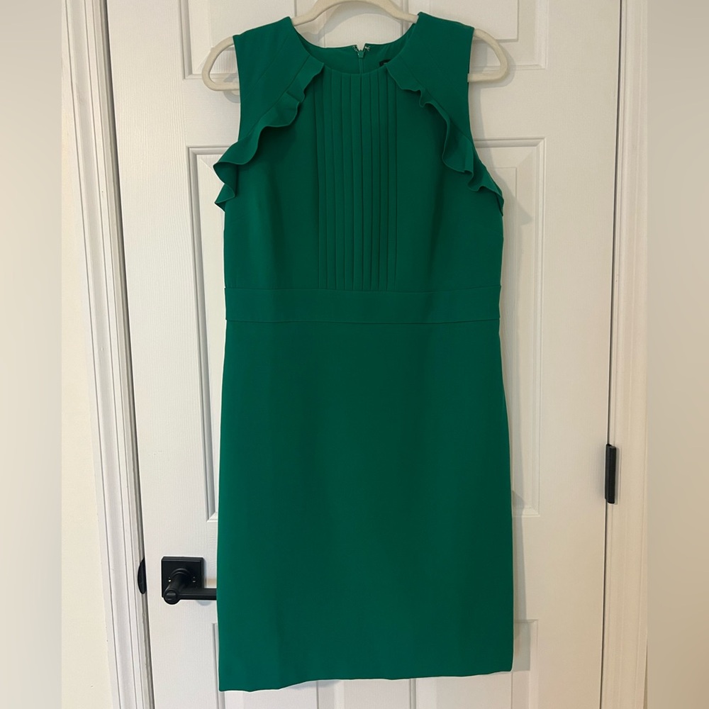 Ann Taylor Green Ruffle Midi Dress